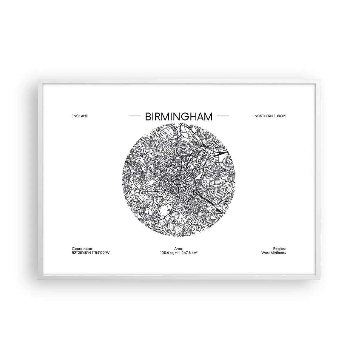 Plakat w białej ramie - Anatomia Birmingham - 100x70 cm