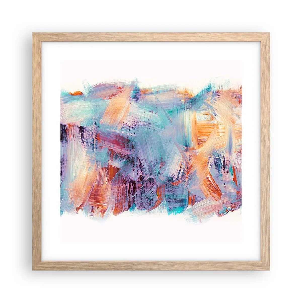 Plakat w ramie jasny dąb - Kolorowy bałagan - 40x40 cm