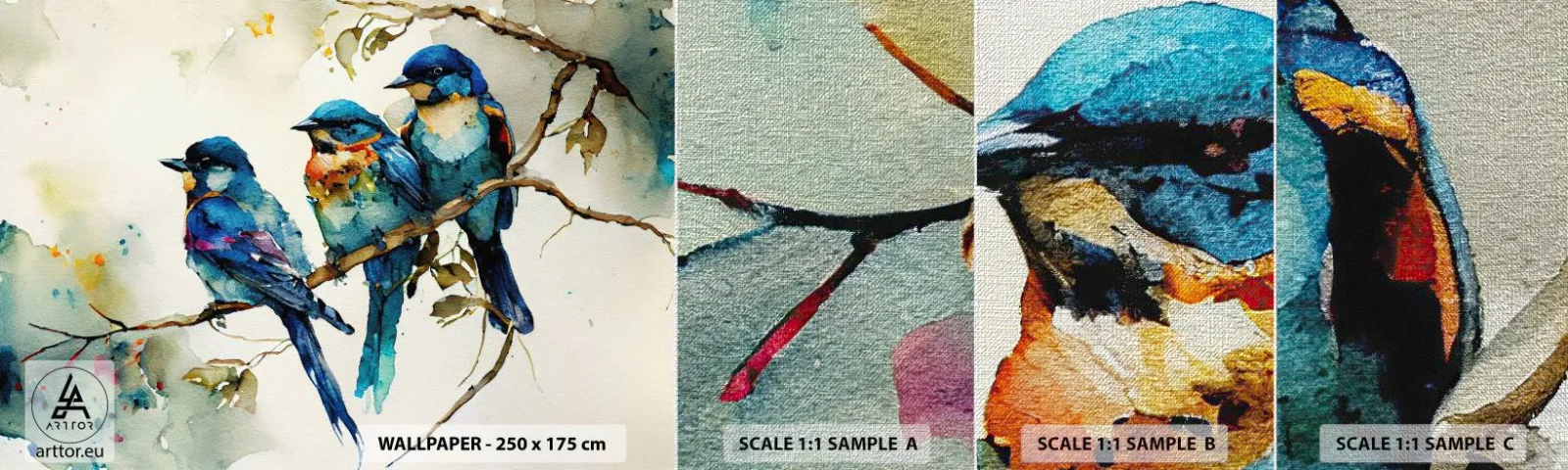 Fototapeta Próbka Premium Canvas - Obraził się? - Ptaki, Natura, Akwarela - 100x30 cm