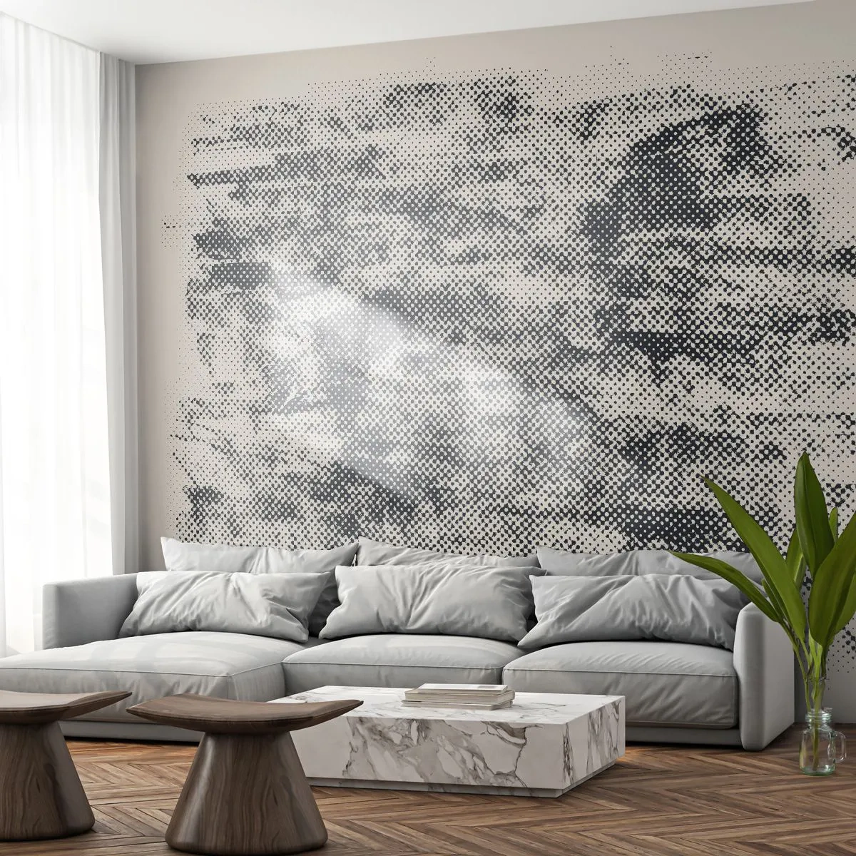 Fototapeta Premium Canvas - Abstrakcyjna mglista kompozycja w odcieniach szarości - 100x70cm - Mglista kompozycja - Nowoczesna dekoracja ścienna do salonu i sypialni ARTTOR