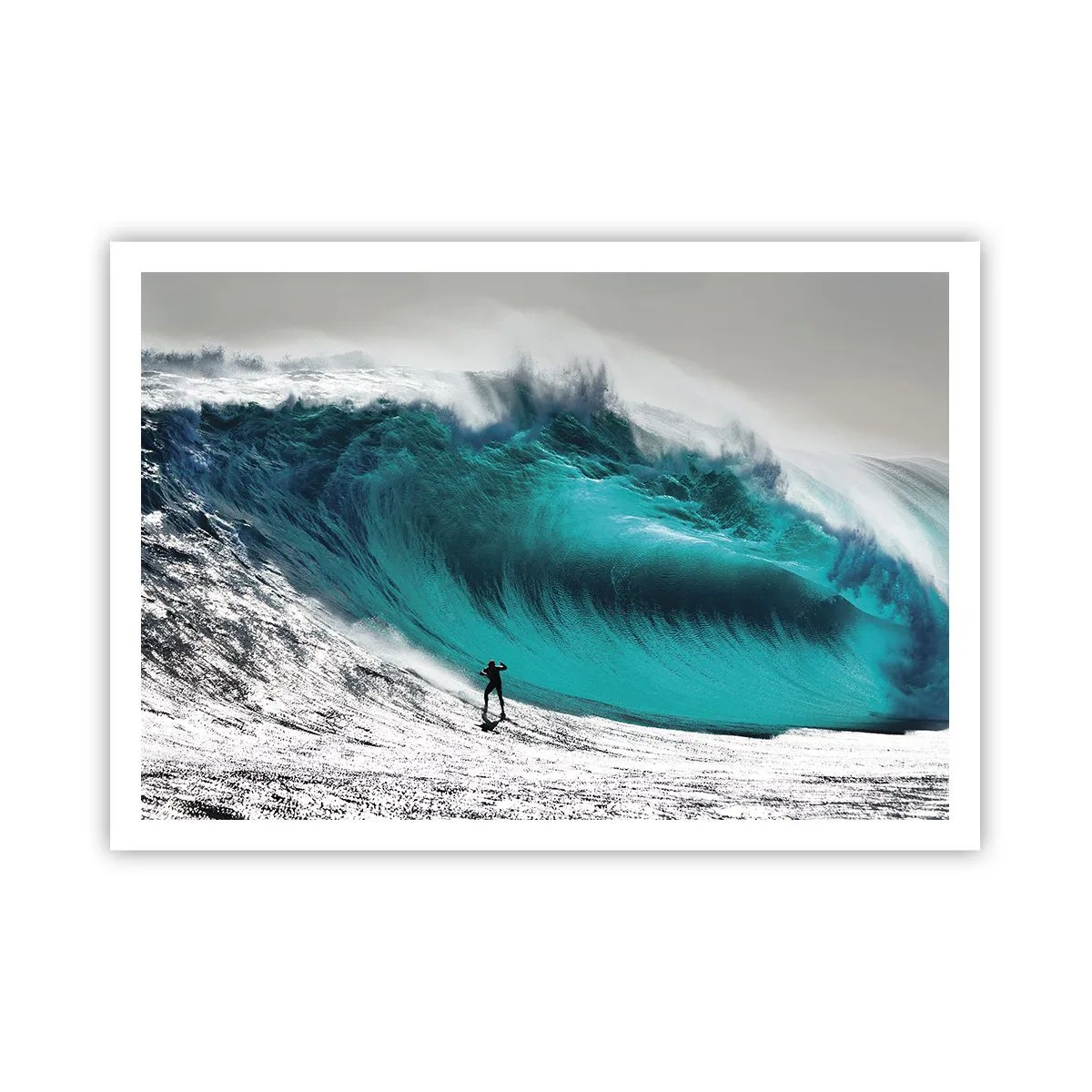 Plakat - Surfer przed ogromną falą - 100x70cm - Wyzwanie przyjęte - Nowoczesna dekoracja ścienna do salonu i sypialni ARTTOR