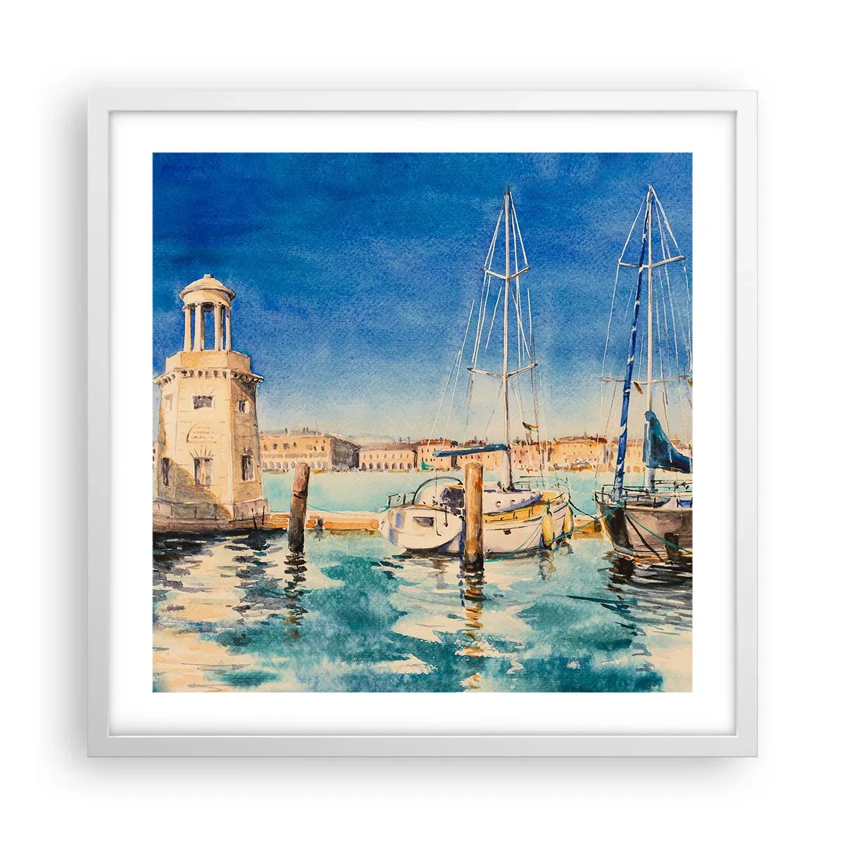 Plakat w białej ramie - Słoneczna laguna - 50x50 cm