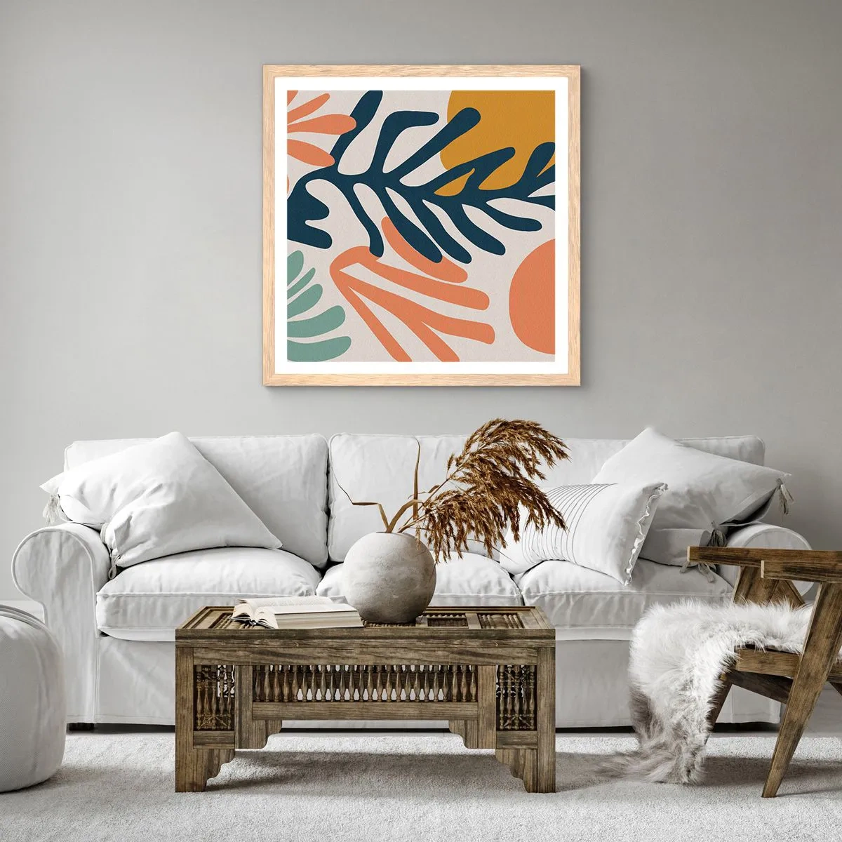Plakat w ramie jasny dąb - Koralowe morza - 40x40 cm