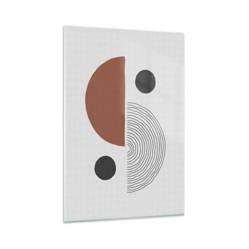 Obraz na szkle - Geometryczne kształty w odcieniach brązu i czerni - 80x120cm - Doskonałość koła - Nowoczesna dekoracja ścienna do salonu i sypialni ARTTOR