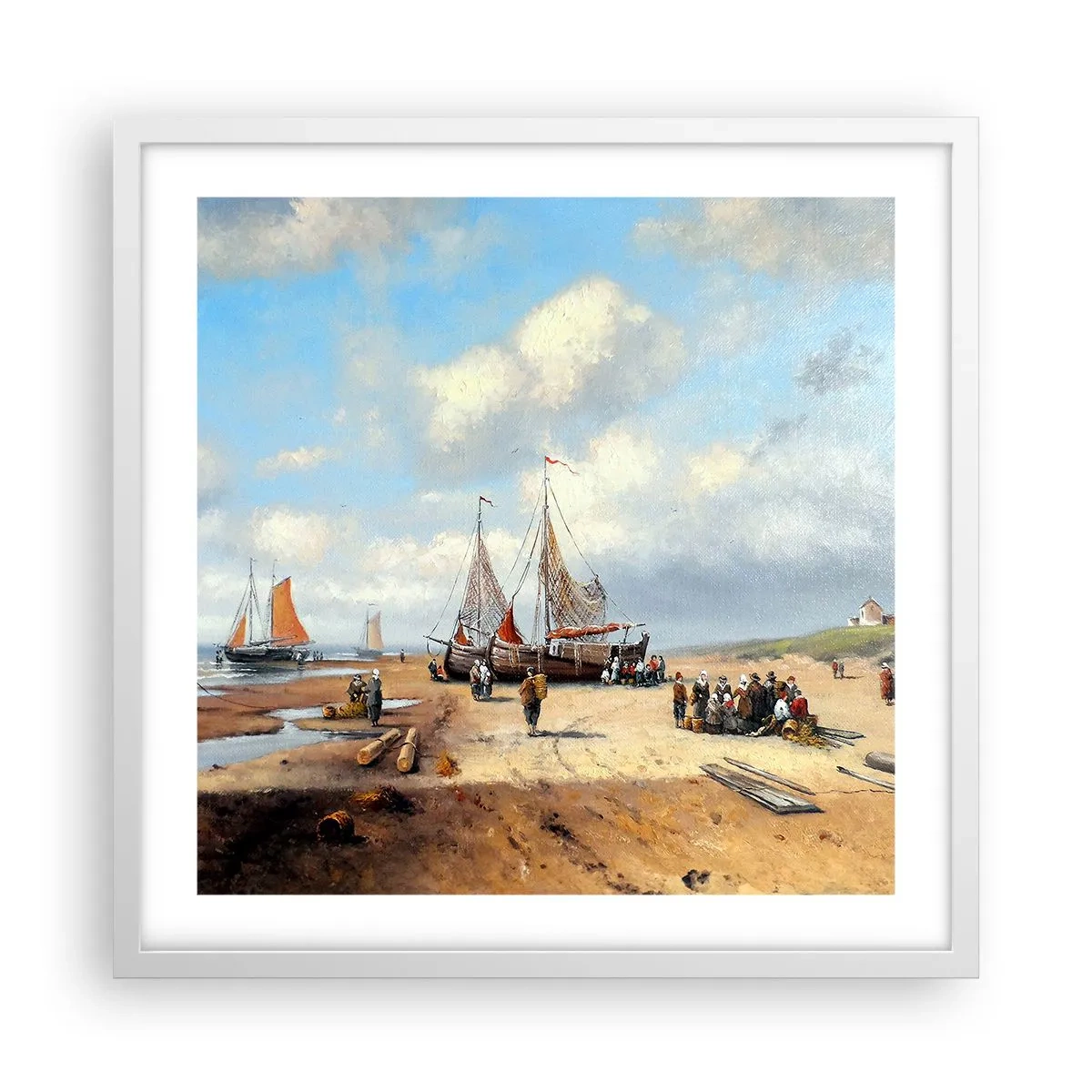 Plakat w białej ramie - Po udanym połowie - 50x50 cm