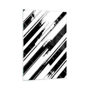Obraz na szkle - Czarno-białe linie i geometryczne wzory w nowoczesnym stylu - 70x100cm - Kompozycja intensywna i dynamiczna - Nowoczesna dekoracja ścienna do salonu i sypialni ARTTOR