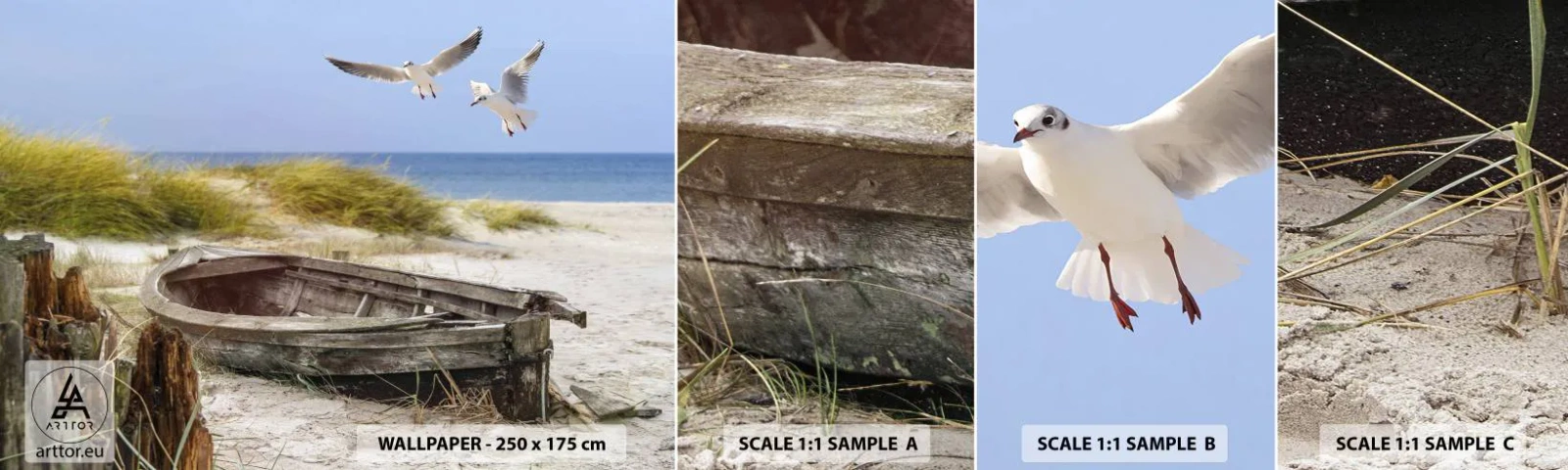 Fototapeta Próbka Samoprzylepna Deluxe Sticker - Skąpane wiatrem - Krajobraz, Plaża, Wydmy - 100x30 cm