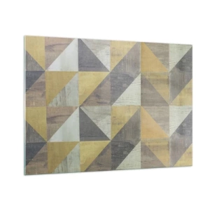 Obraz na szkle - Geometryczny wzór z trójkątów w stonowanych barwach - 100x70cm - Pod kątem trójkąta - Nowoczesna dekoracja ścienna do salonu, kuchni i sypialni ARTTOR