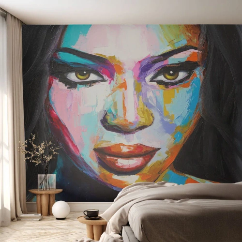 Fototapeta Standard Eco - Kolorowy portret kobiety - 100x70cm - Nie sposób oderwac oczu - Nowoczesna dekoracja ścienna do salonu i sypialni ARTTOR