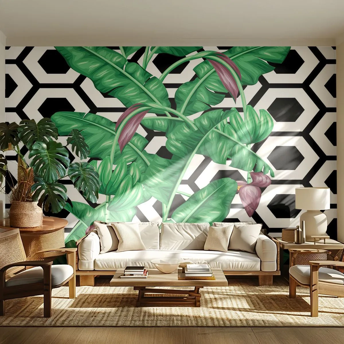 Fototapeta Samoprzylepna Deluxe Sticker - Kompozycja symetryczna z natury - Abstrakcja, Liść, Kwiat - 300x210 cm