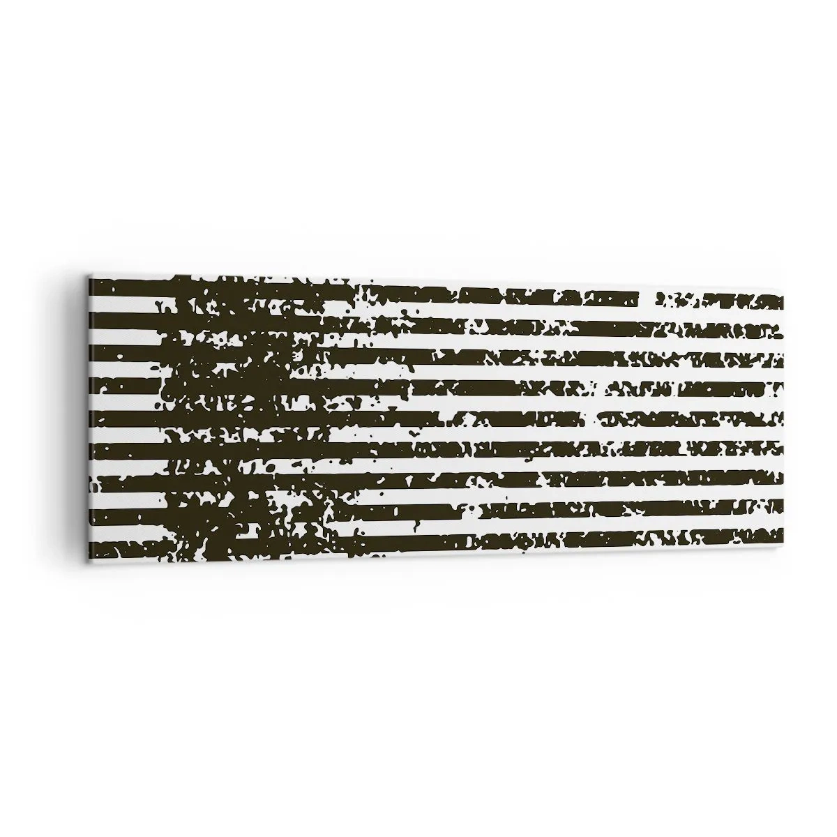 Obraz na płótnie - Abstrakcyjne linie z efektem przetarcia w czerni i bieli - 140x50cm - Rytm i szum - Nowoczesna dekoracja ścienna do salonu i sypialni ARTTOR