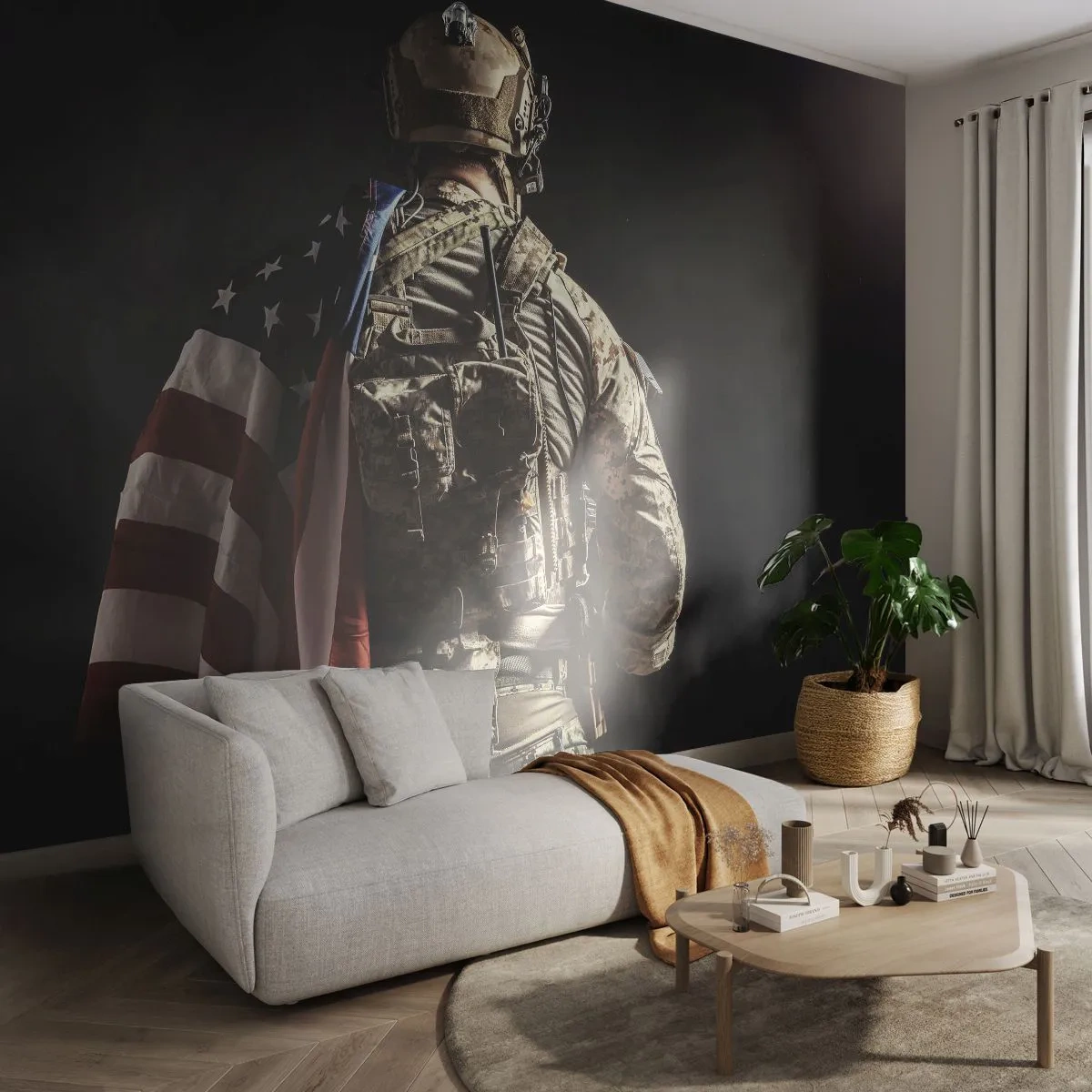Fototapeta Samoprzylepna Deluxe Sticker - Właśnie dlatego - Żołnierz, Amerykańska Flaga, Komandos - 250x175 cm