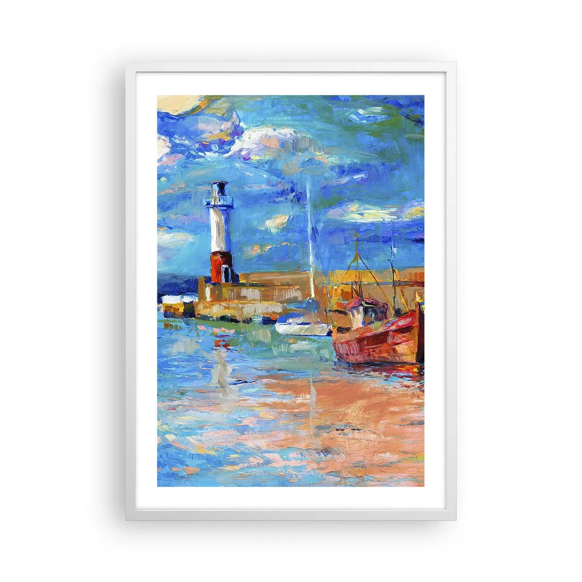 Plakat w białej ramie - Popołudnie w tęczowej zatoce - 50x70 cm