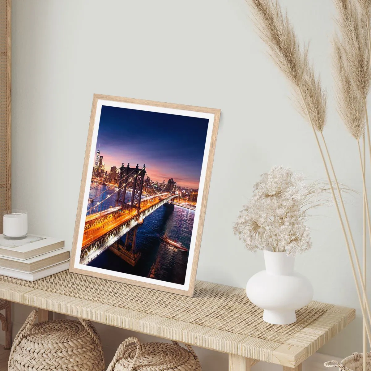 Plakat w ramie jasny dąb - Świetlistym mostem do serca miasta - 30x40 cm