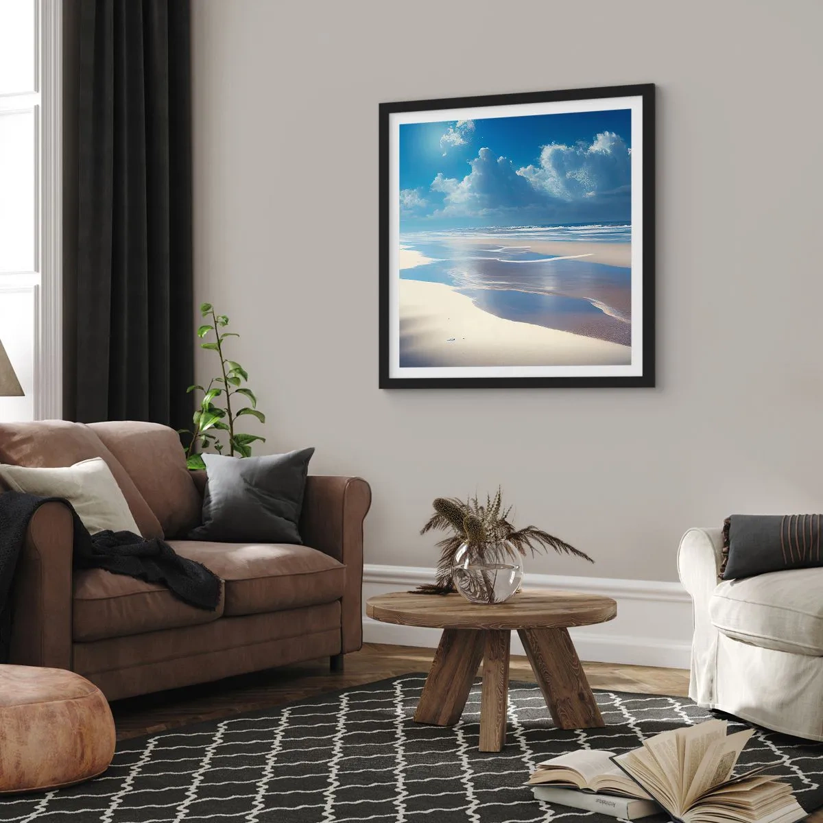 Plakat w czarnej ramie - Rajskie wakacje - 50x50 cm