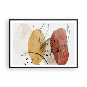 Plakat w czarnej ramie - Abstrakcyjne plamy w odcieniach beżu, żółci i czerwieni - 100x70cm - Jak powietrze lekkie, przejrzyste - Nowoczesna dekoracja ścienna do salonu i sypialni ARTTOR