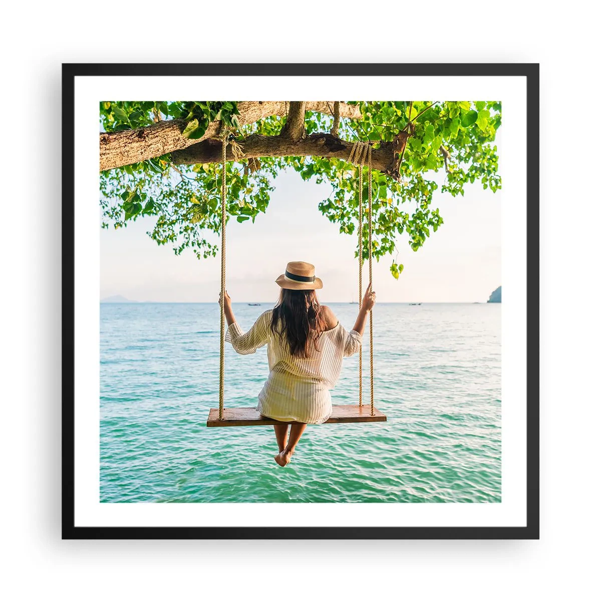 Plakat w czarnej ramie - Życie jest piękne - 60x60 cm