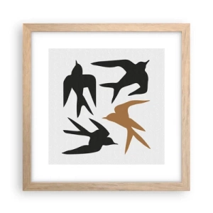 Plakat w ramie jasny dąb - Jaskółcze zabawy - 30x30 cm