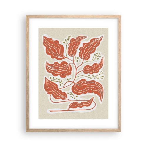 Plakat w ramie jasny dąb - Ludowo i koralowo - 40x50 cm