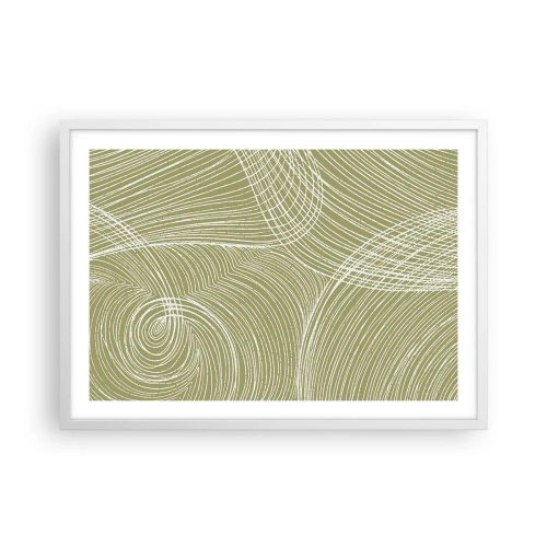 Plakat w białej ramie - Abstrakcja misterna w bieli - 70x50 cm