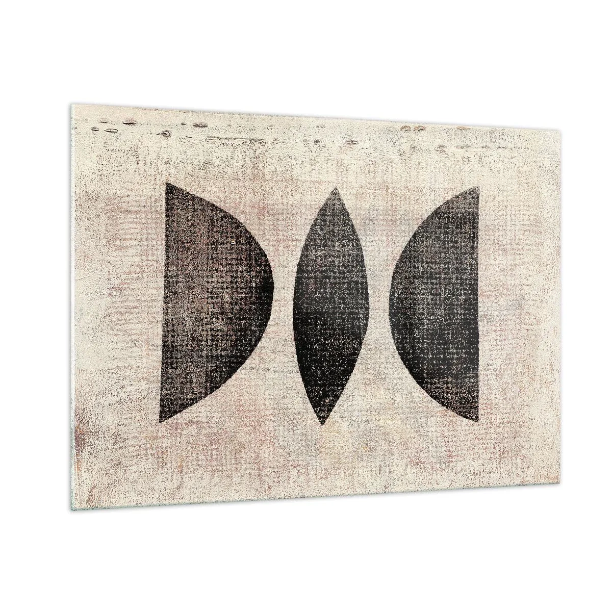 Obraz na szkle - Czarne geometryczne formy na beżowym tle - 100x70cm - Etniczna abstrakcja - Nowoczesna dekoracja ścienna do salonu, kuchni i sypialni ARTTOR