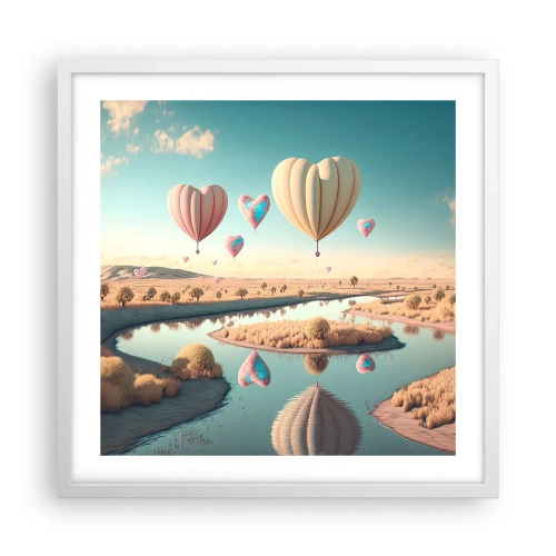 Plakat w białej ramie - Miłość pozwala wznieść się - 50x50 cm
