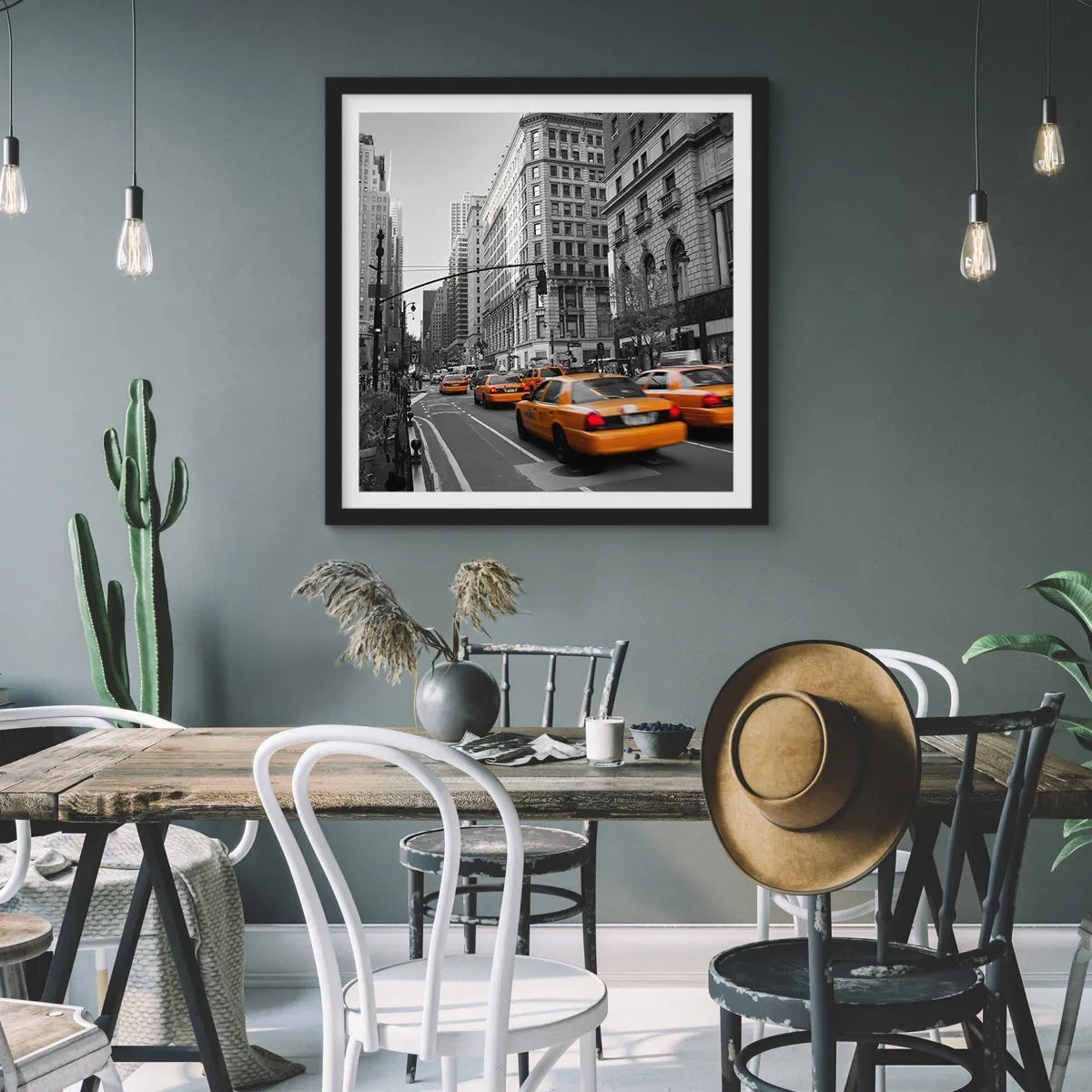 Plakat w czarnej ramie - Słońca wielkiego miasta - 30x30 cm