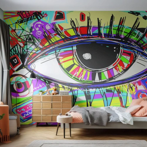 Fototapeta Premium Canvas - Kolorowe oko - kolorowa dusza - Abstrakcja, Oko, Grafika - 300x210 cm