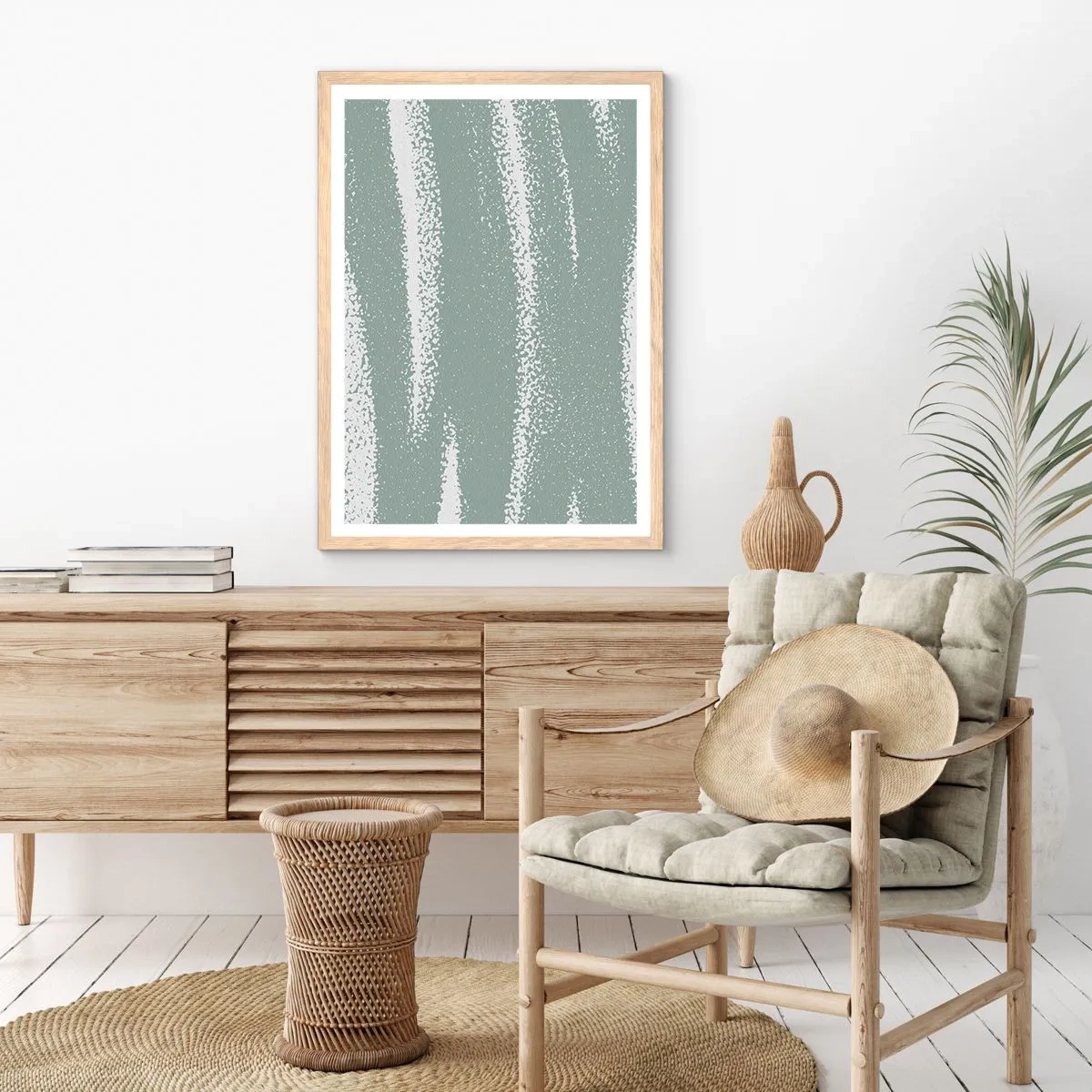 Plakat w ramie jasny dąb - Abstrakcja w zimowym klimacie - 50x70 cm