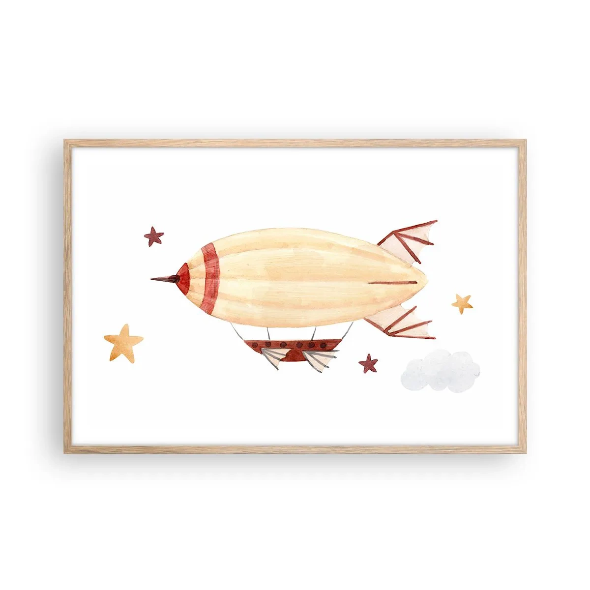 Plakat w ramie jasny dąb - Powietrzny statek - 91x61 cm