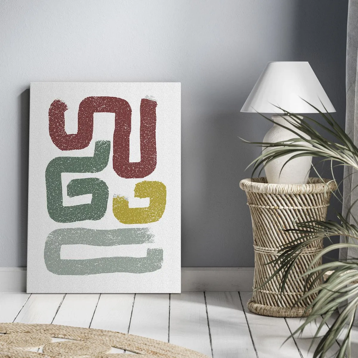 Obraz na płótnie - Abstrakcyjne, kolorowe linie w kształcie labiryntu na jasnym tle - 50x70cm - W nieznanym języku - Nowoczesna dekoracja ścienna do salonu, kuchni i sypialni ARTTOR