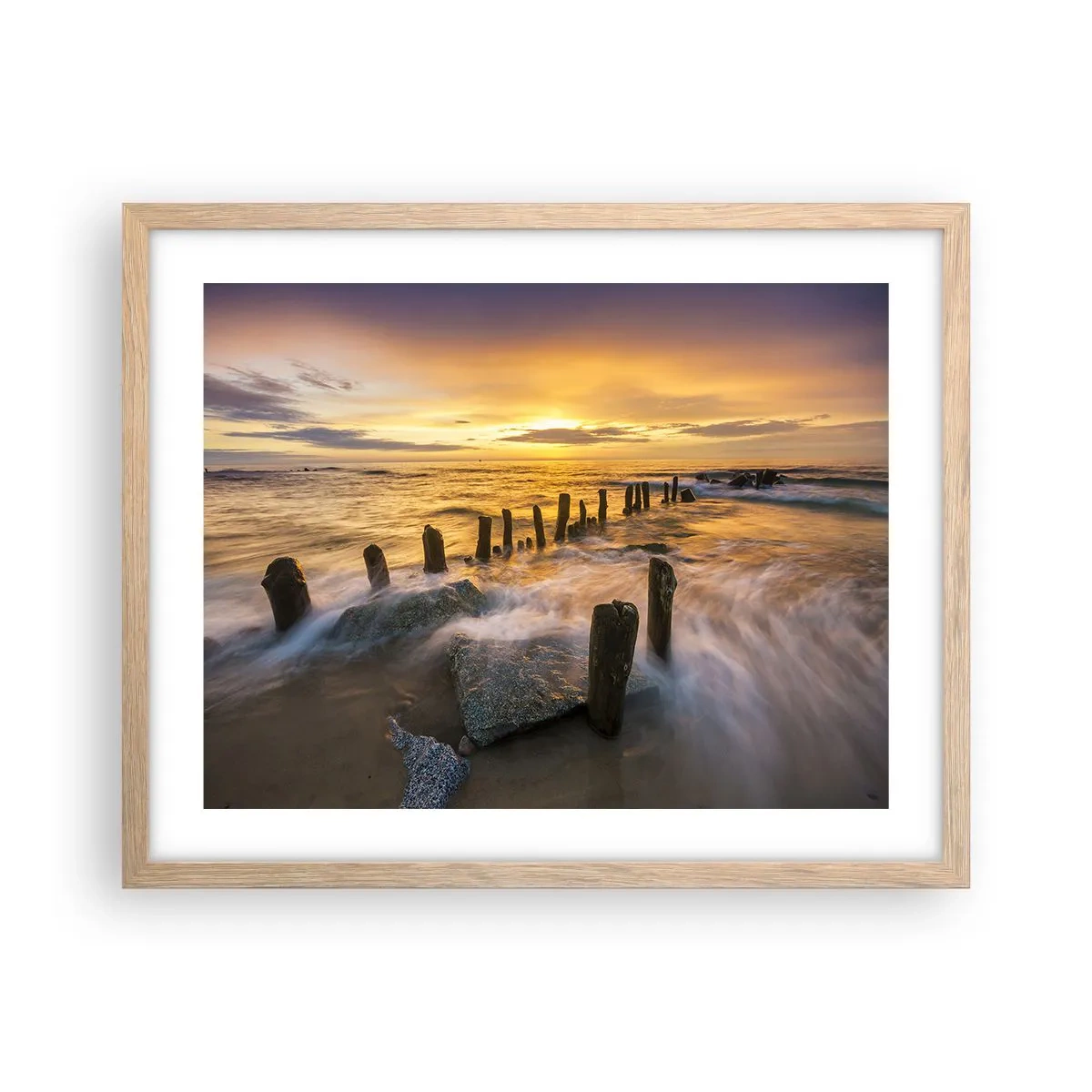 Plakat w ramie jasny dąb - Surowe piękno Bałtyku - 50x40 cm