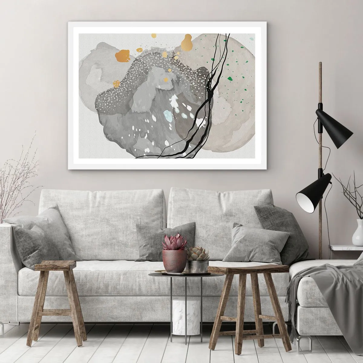 Plakat w białej ramie - Kompozycja organiczna - 70x50 cm