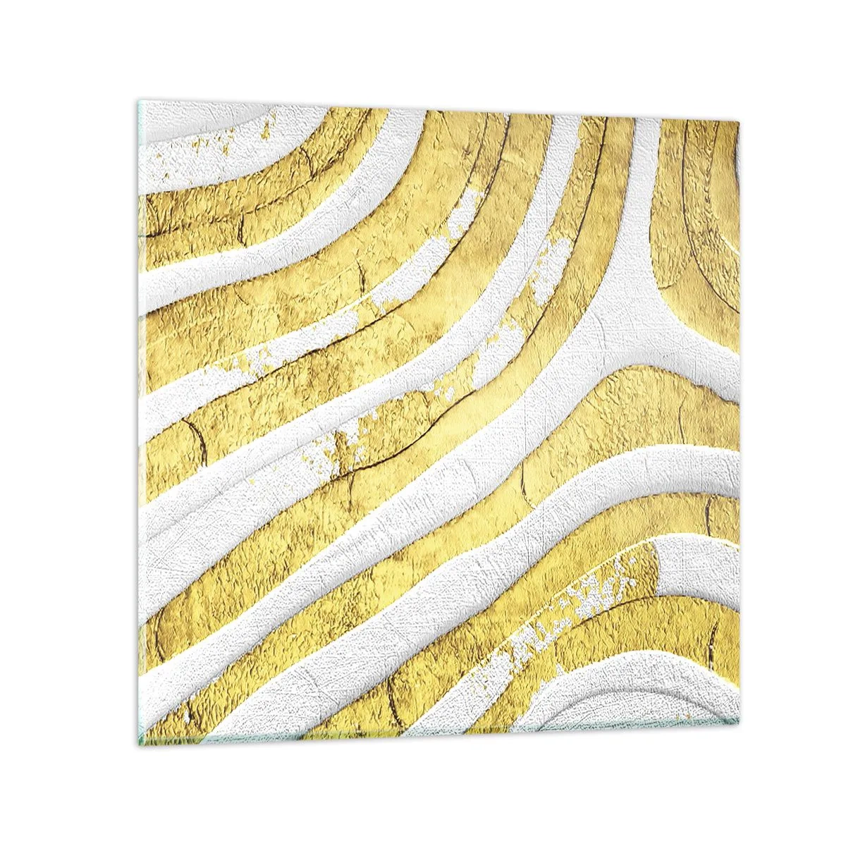 Obraz na szkle - Kompozycja w bieli i złocie - 30x30 cm