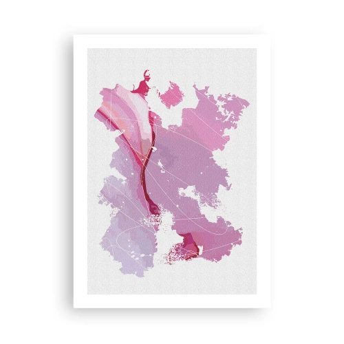 Plakat - Abstrakcyjna mapa w odcieniach różu i fioletu - 50x70cm - Mapa różowego świata - Nowoczesna dekoracja ścienna do salonu, kuchni i sypialni ARTTOR