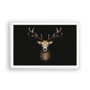 Plakat w białej ramie - Kubistyczny jeleń - 91x61 cm