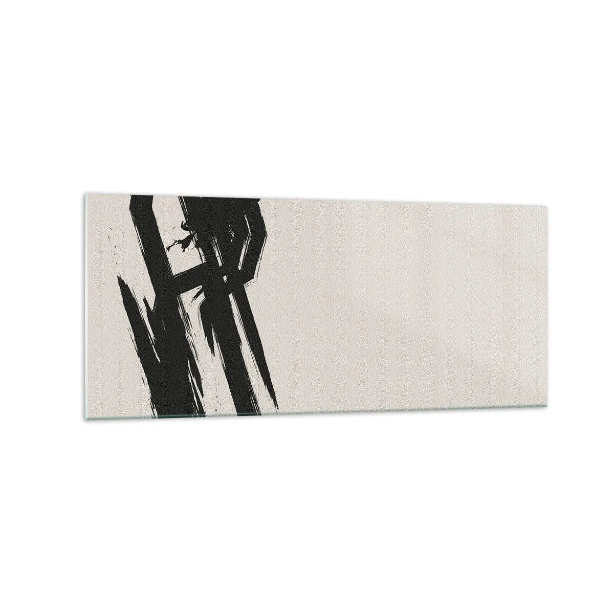 Obraz na szkle - Dynamiczne pociągnięcia pędzla w czerni na jasnym tle - 120x50cm - Niepohamowany pęd - Nowoczesna dekoracja ścienna do salonu i sypialni ARTTOR