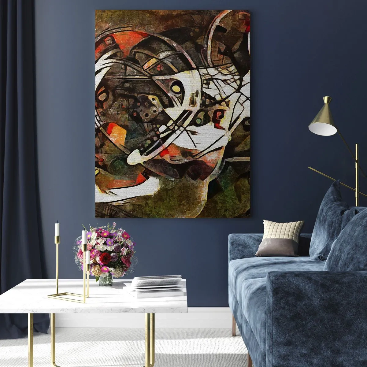 Obraz na szkle - Abstrakcyjny obraz z okręgami i dynamicznymi liniami - 50x70cm - Słyszysz ruch? - Nowoczesna dekoracja ścienna do salonu, kuchni i sypialni ARTTOR