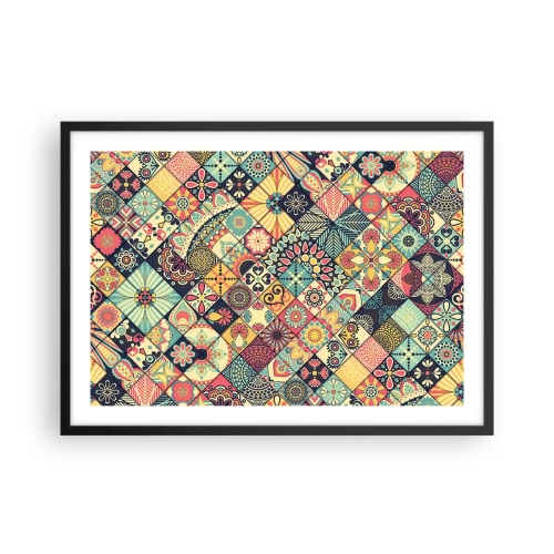 Plakat w czarnej ramie - Kolorowe geometryczne wzory inspirowane stylem marokańskim - 70x50cm - Marokańskie klimaty - Nowoczesna dekoracja ścienna do salonu i sypialni ARTTOR