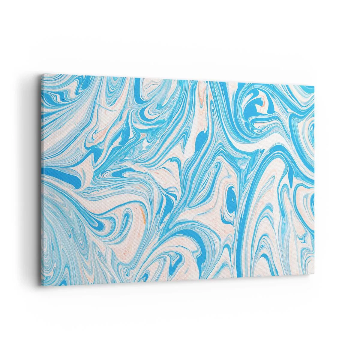 Obraz na płótnie - Abstrakcyjne niebieskie i białe wiry w stylu marmuru - 120x80cm - Rozlewisko w turkusie - Nowoczesna dekoracja ścienna do salonu, kuchni i sypialni ARTTOR