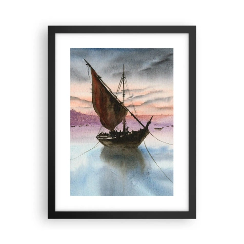 Plakat w czarnej ramie - Wieczór w porcie - 30x40 cm