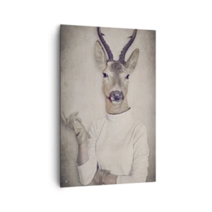 Obraz na płótnie - Tryptyk z postaciami zwierząt w ludzkich ubraniach na artystycznym tle - 80x120cm - Niech przemówią gesty - Nowoczesna dekoracja ścienna do salonu i sypialni ARTTOR