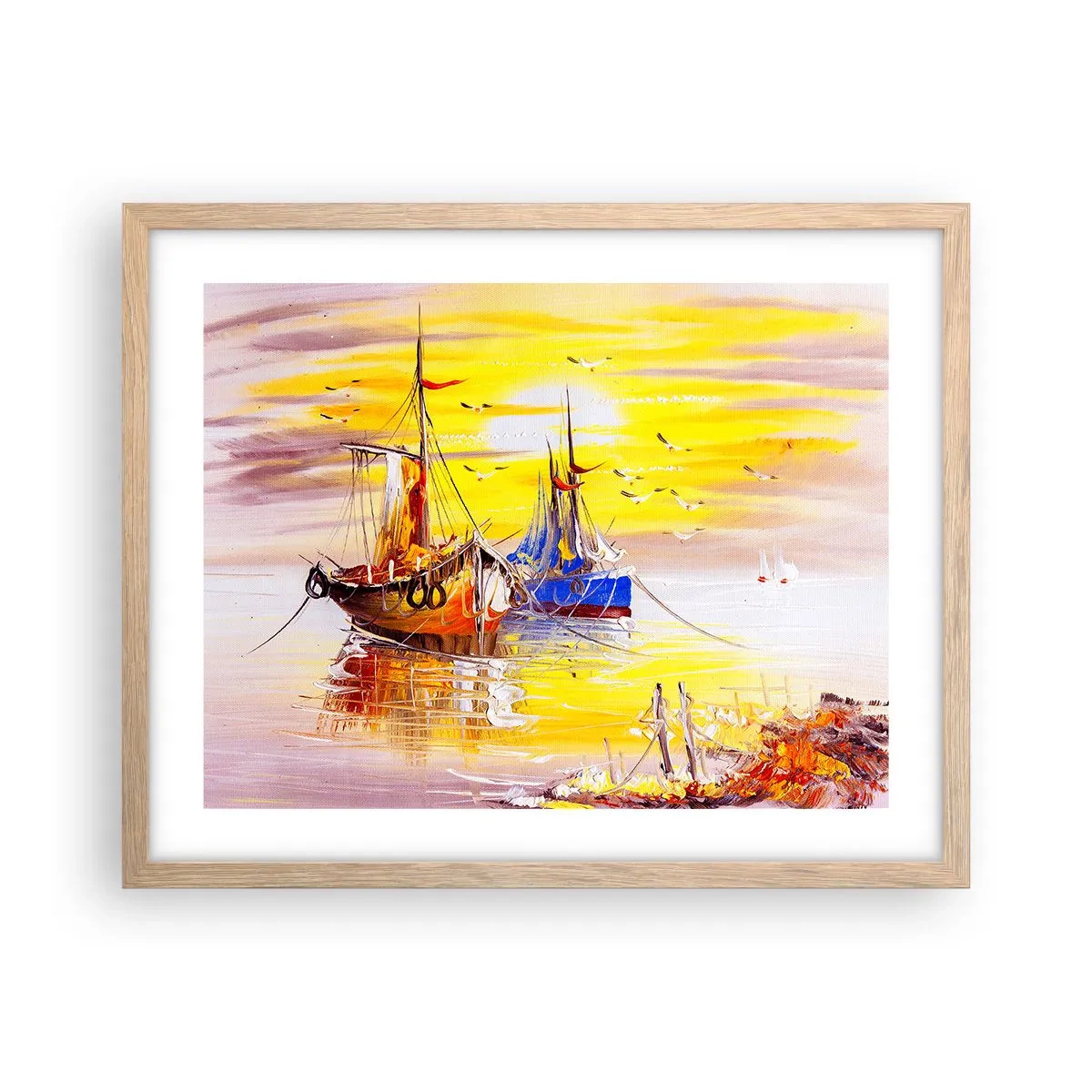 Plakat w ramie jasny dąb - Zasłużony odpoczynek w porcie - 50x40 cm