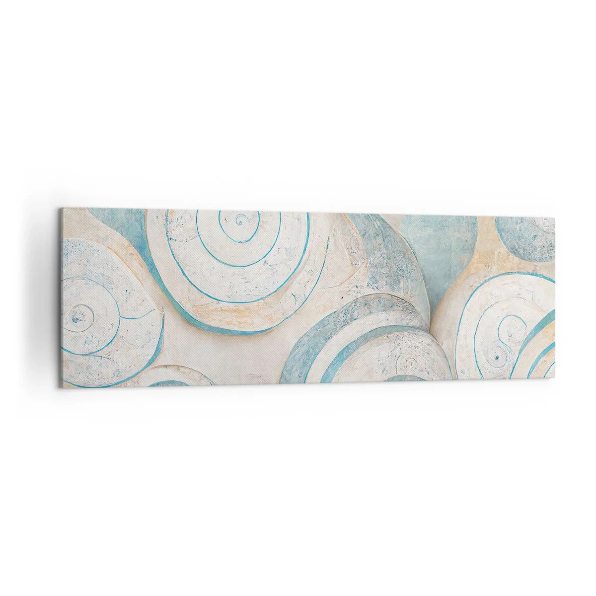Obraz na płótnie - Abstrakcyjne muszle w pastelowych odcieniach - 160x50cm - Co kryje muszla? - Nowoczesna dekoracja ścienna do salonu i sypialni ARTTOR