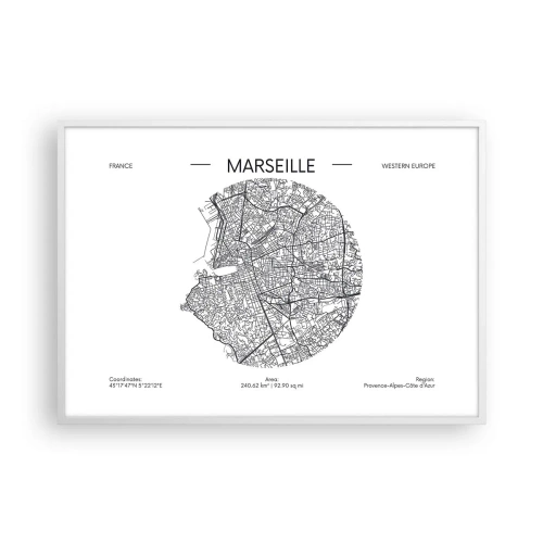 Plakat w białej ramie - Anatomia Marsylii - 100x70 cm