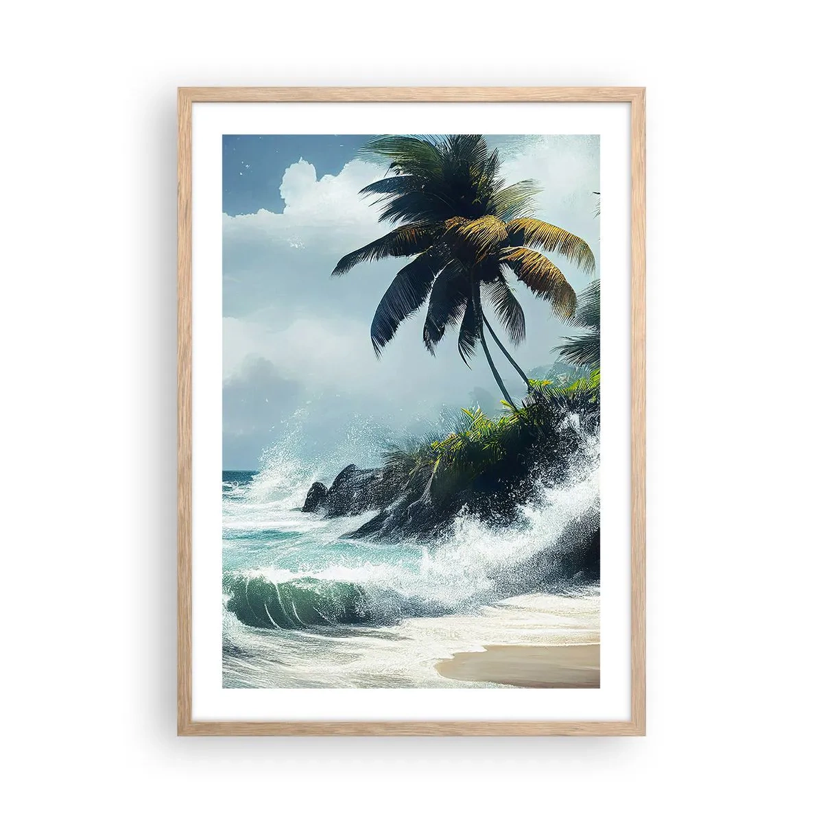 Plakat w ramie jasny dąb - Na tropikalnym brzegu - 50x70 cm