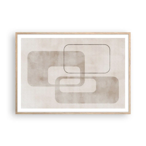 Plakat w ramie jasny dąb - Geometryczna fuga - 100x70 cm