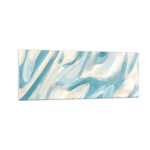Obraz na szkle - Abstrakcyjne błękitne smugi na jasnym tle - 140x50cm - Wiosenne powiewy - Nowoczesna dekoracja ścienna do salonu i sypialni ARTTOR