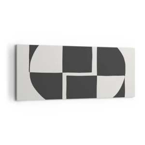Obraz na płótnie - Abstrakcyjne kształty geometryczne w czerni i bieli - 120x50cm - Antyteza – synteza - Nowoczesna dekoracja ścienna do salonu i sypialni ARTTOR