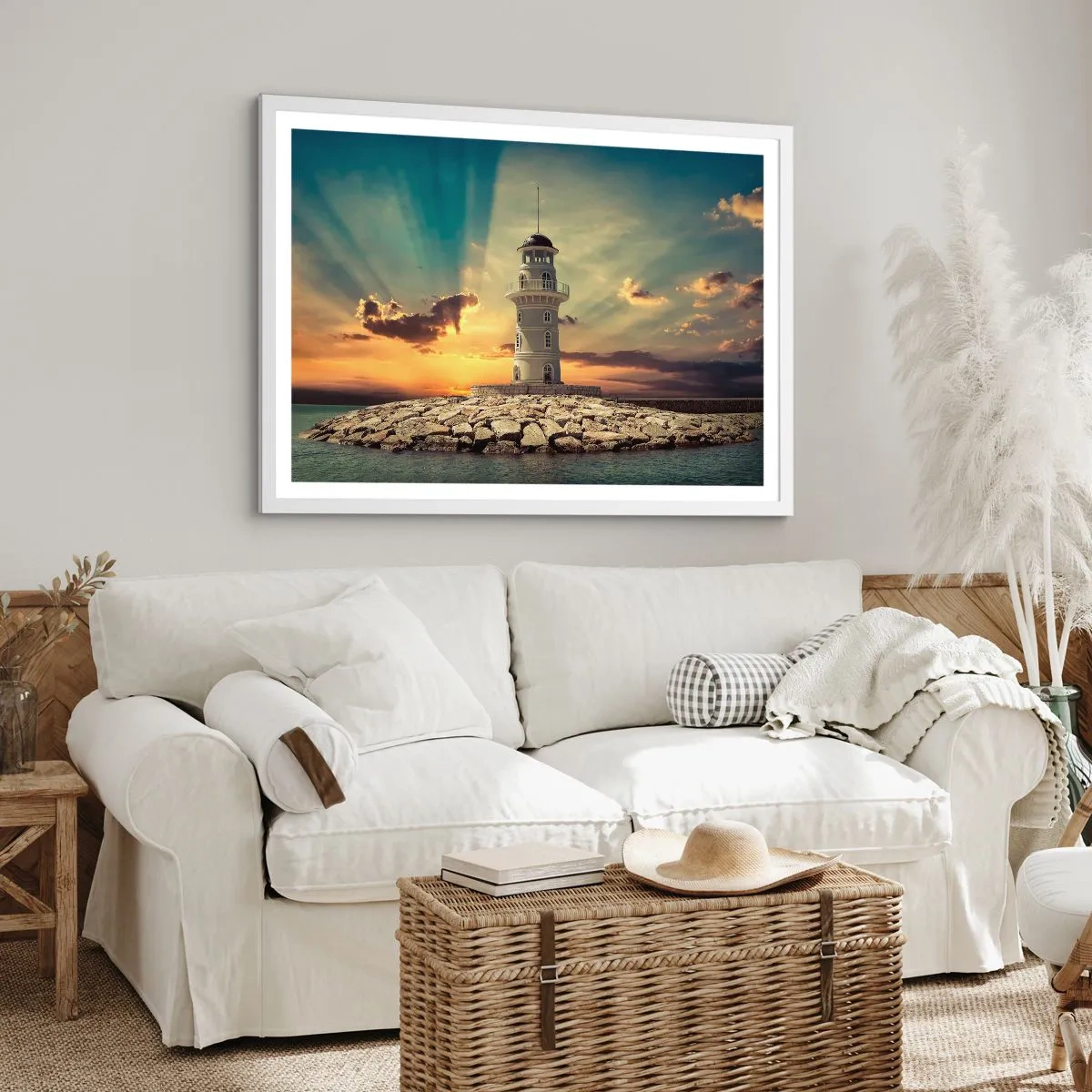 Plakat w białej ramie - Światło - Dobro - Piękno - 50x40 cm